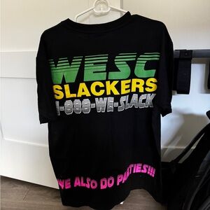 Wesc Black Tee with Green, Yellow, and Pink Accents